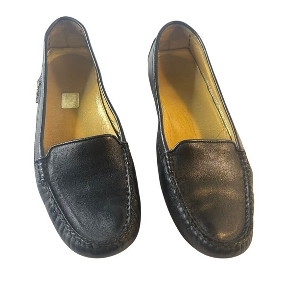 Gucci Shoes - Gucci Black Leather Driving Loafers 190784 Womens Size 39 EU Flat Shoes Italy